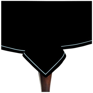 Single Embroidery Border Sateen Cotton Solid Table Cloth - Black