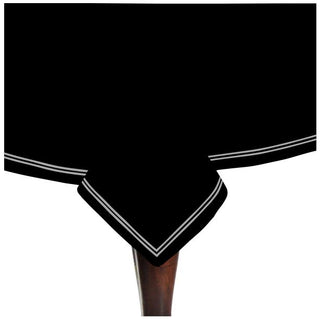 Double Embroidery Border Sateen Cotton Solid Table Cloth - Black