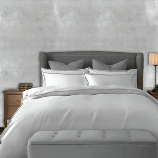 400TC Embroidery Cotton Sateen Solid Duvet Cover Set