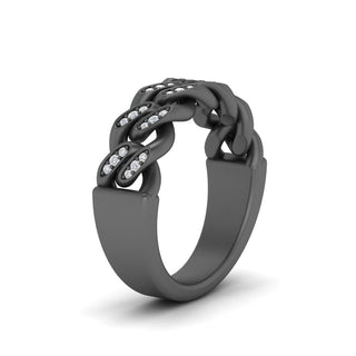 Mens Cuban Link Diamond Wedding Ring