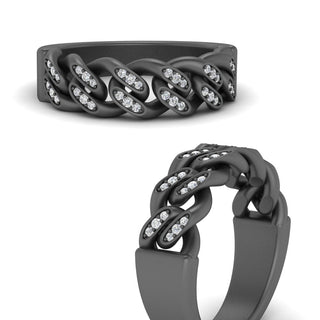 Mens Cuban Link Diamond Wedding Ring