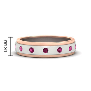 Two Tone Bezel Stone | Wedding Band
