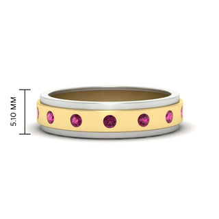 Two Tone Bezel Stone | Wedding Band