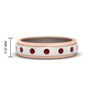 Two Tone Bezel Stone | Wedding Band