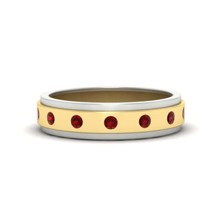 Two Tone Bezel Stone | Wedding Band