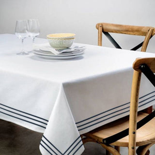 Triple Embroidery Border Sateen Cotton Solid Table Cloth