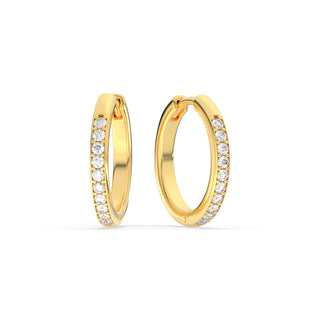 Pave Set Round Diamond Hinged Hoop Earrings