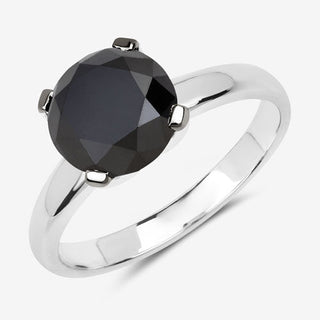 3.00 Carat Genuine Black Diamond 14K White Gold Ring