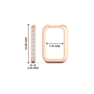 Rectangle Diamond Hoop Earring