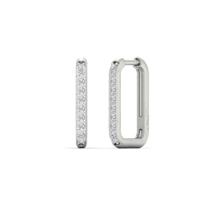 Rectangle Diamond Hoop Earring