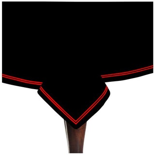 Double Embroidery Border Sateen Cotton Solid Table Cloth - Black