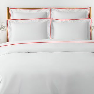 400TC Embroidery Cotton Sateen Solid Duvet Cover Set