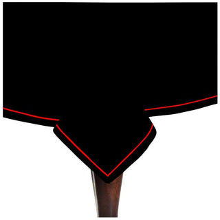 Single Embroidery Border Sateen Cotton Solid Table Cloth - Black