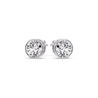 Round Cut Stud Bezel Set Earring