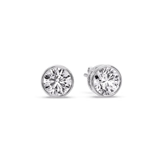 Round Cut Stud Bezel Set Earring