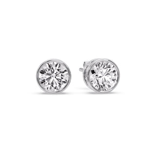 Round Cut Stud Bezel Set Earring