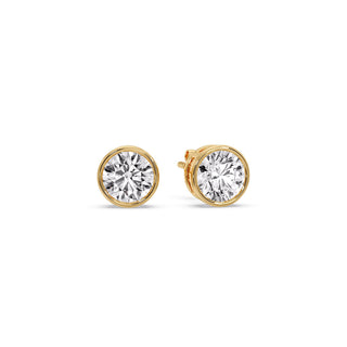 Round Cut Stud Bezel Set Earring