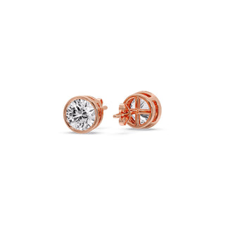 Round Cut Stud Bezel Set Earring