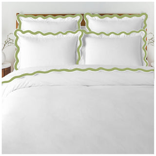 400TC Applique Scalloped Embroidery Cotton Duvet Cover Set