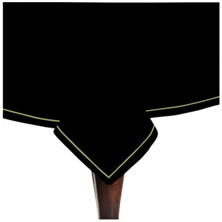 Single Embroidery Border Sateen Cotton Solid Table Cloth - Black