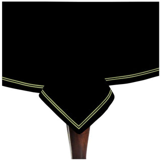 Double Embroidery Border Sateen Cotton Solid Table Cloth - Black