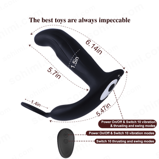 SBD|Thrusting & Vibrating Anal Vibrator Butt Plug with Cock Ring - MENAGERIE Intimates MENS Lingerie