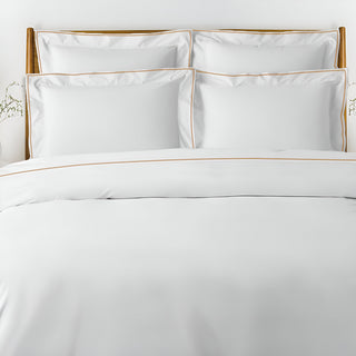 400TC Embroidery Cotton Sateen Solid Duvet Cover Set