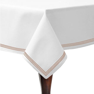 Triple Embroidery Border Sateen Poly Cotton Solid Table Cloth