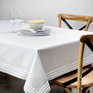 Triple Embroidery Border Sateen Cotton Solid Table Cloth