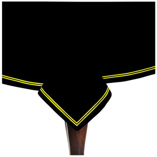 Double Embroidery Border Sateen Cotton Solid Table Cloth - Black