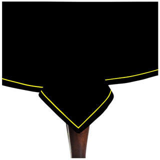 Single Embroidery Border Sateen Cotton Solid Table Cloth - Black